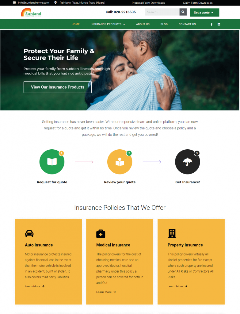 Sunland Insurance Brokers Ltd - website designed by Jeder Agency